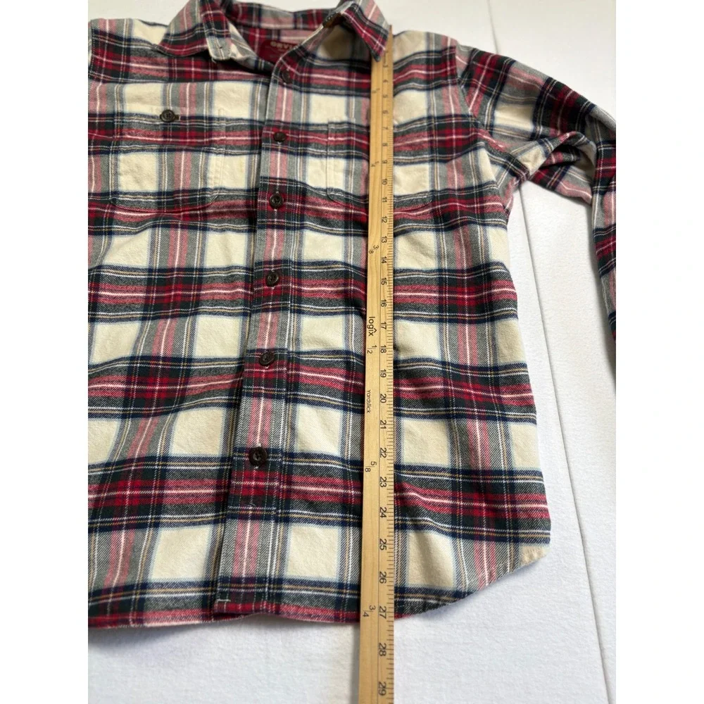 Orvis Mens Medium Classic Fit Flannel Shirt Red White Blue Plaid Cotton Long Slv - Picture 5 of 7